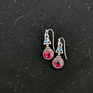 Elegant Silver and Red Earrings
